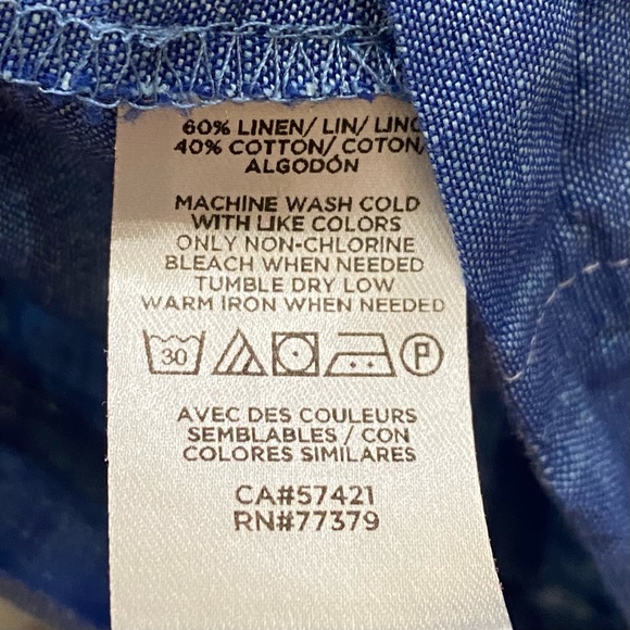 ANN TAYLOR Chambray Puff Sleeve Square Neck Blouse - Picture 11 of 12